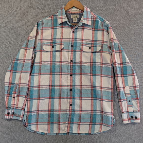 L.L. Bean Other - L.L. Bean Slightly Fitted Plaid Shirt Men's M-Reg Green White Red Button